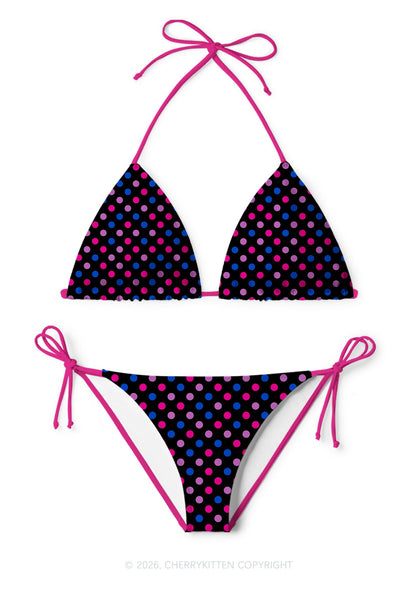 Bisexual Dots Pride Y2K Print Bikini Set Cherrykitten