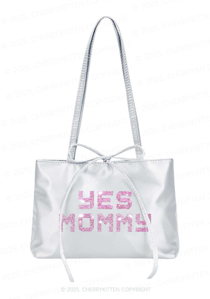 Rhinestone Yes Mommy Y2K Satin Bags Cherrykitten