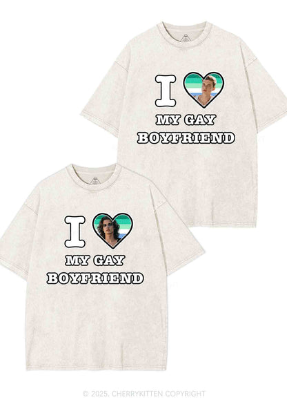 Custom My Gay BF Pride Y2K Valentine's Day Washed Tee Cherrykitten