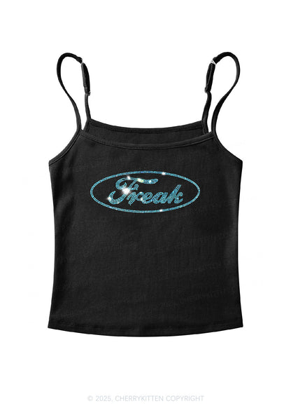 Rhinestone Oval Freak Y2K Spaghetti Strap Cami Cherrykitten