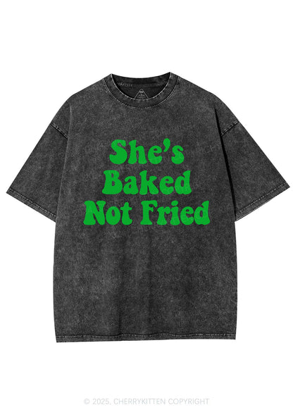 She Is Baked Not Fried Y2K Shirts Washed Tee Cherrykitten
