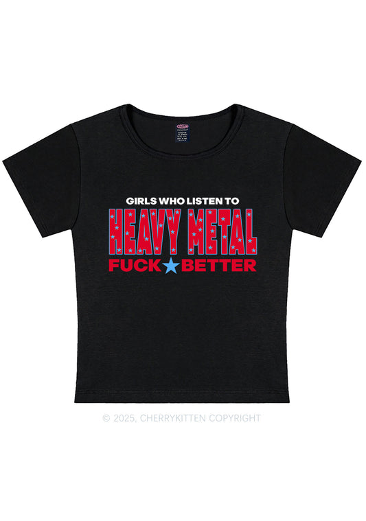 Girls Listen Heavy Metal Y2K Baby Tee Cherrykitten