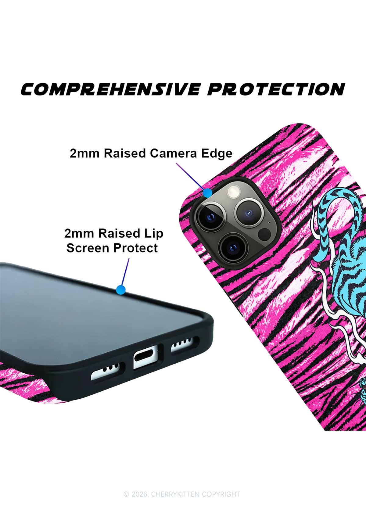 Blue Tiger Pink Zebra Stripe Y2K Phone Case Cherrykitten
