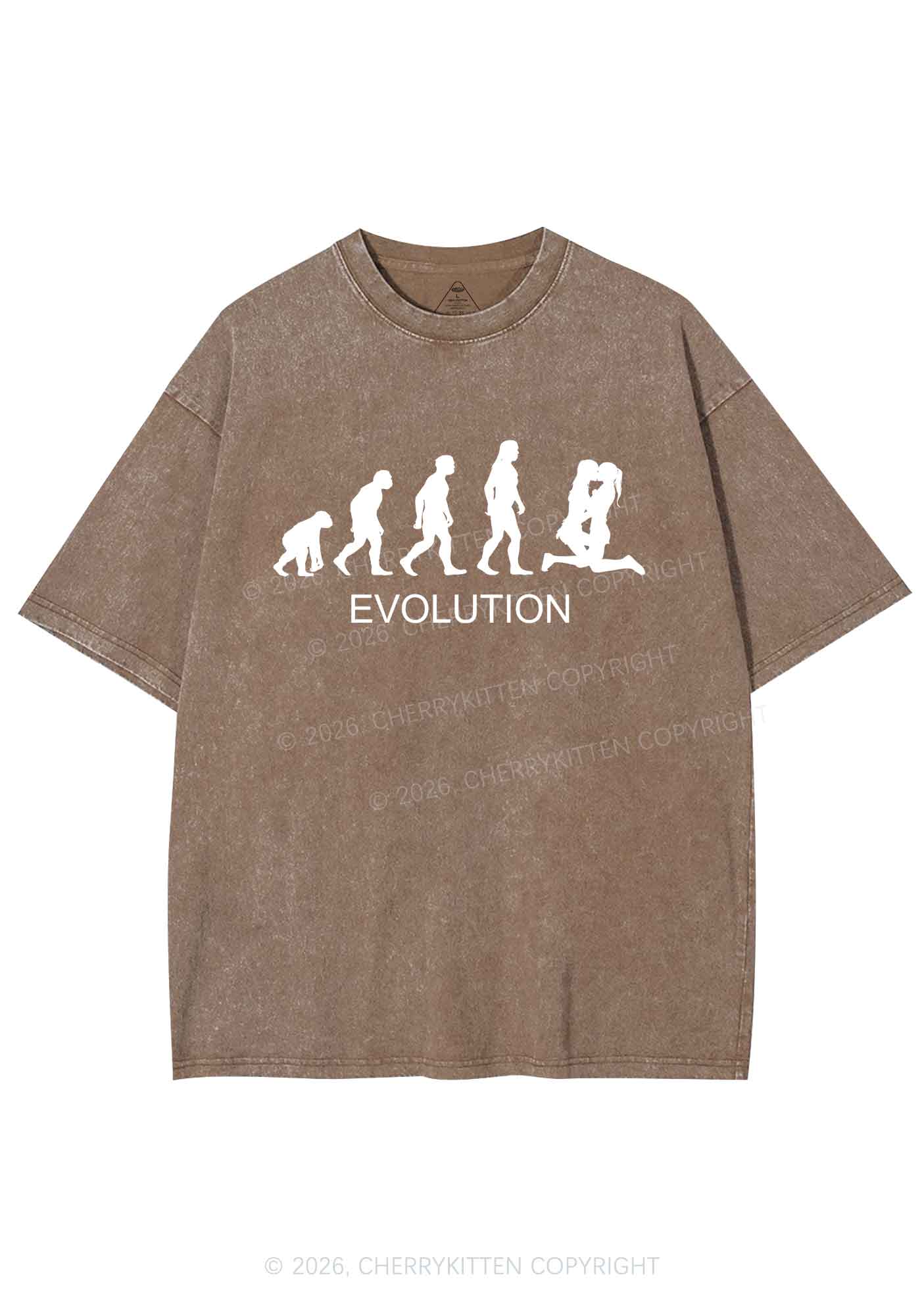 Lesbian Evolution Pride Y2K Shirts Washed Tee Cherrykitten
