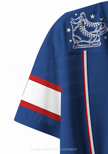 Blue I Love Hockey HR Y2K Crop Sport Jersey Shirts Cherrykitten