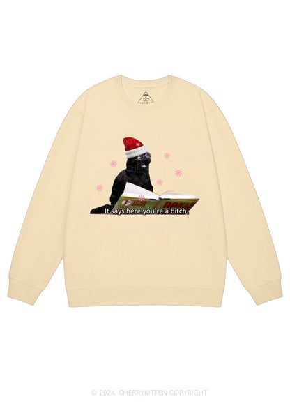Christmas Cat Bxxch Y2K Sweatshirt Cherrykitten