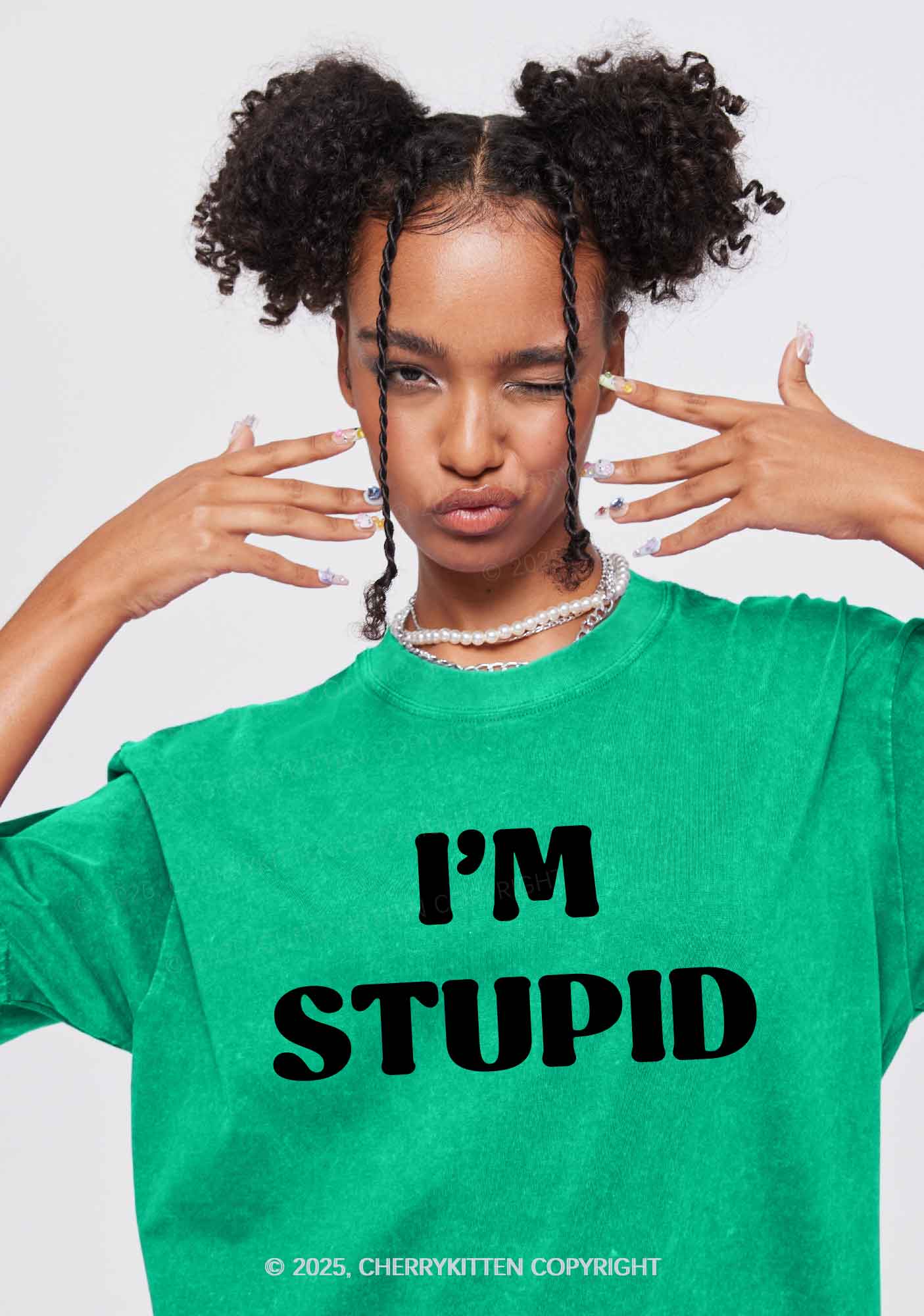 Im Fxxking Stupid Y2K Valentine's Day Washed Tee Cherrykitten