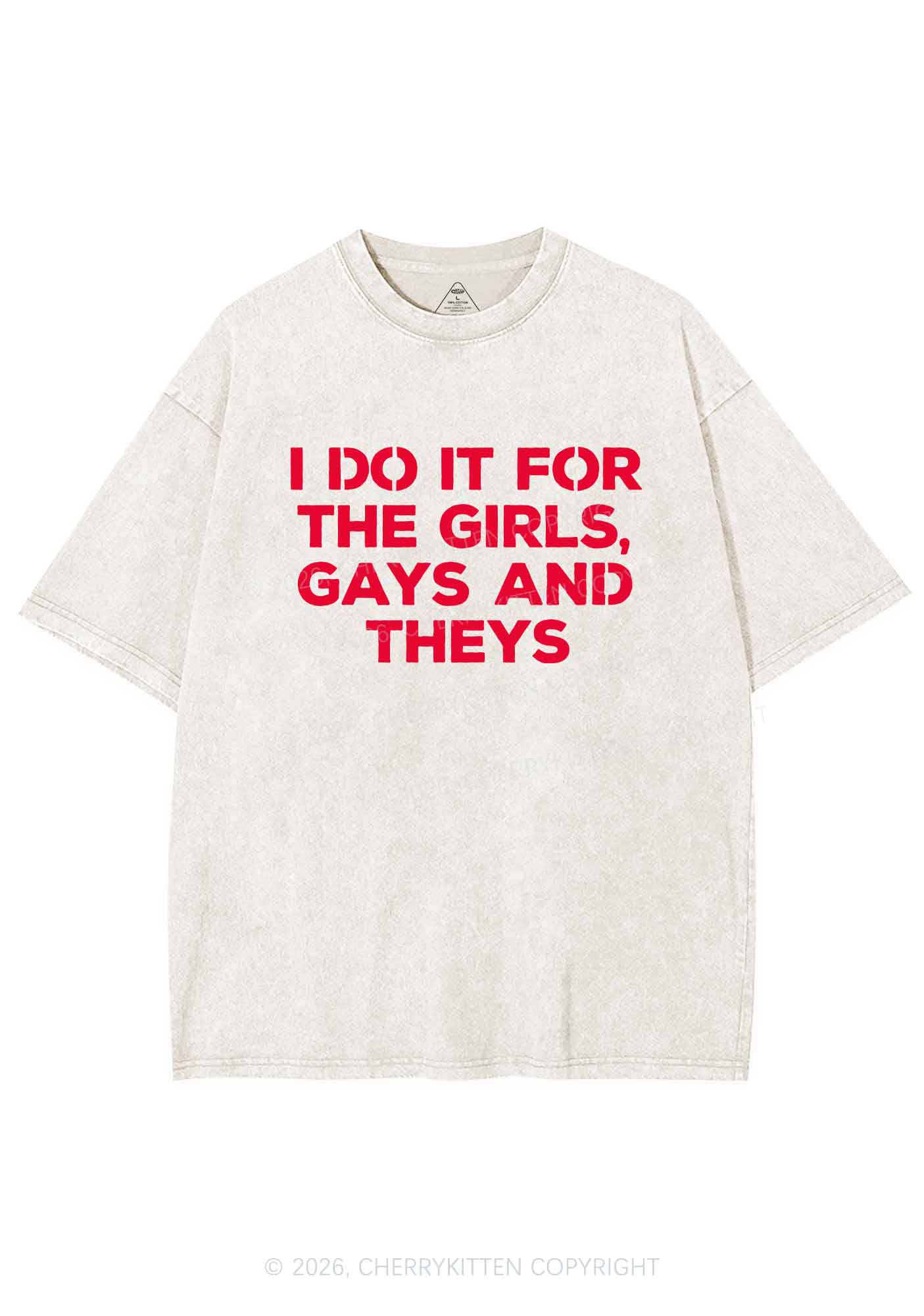 Girls Gays Theys Pride Y2K Shirts Washed Tee Cherrykitten