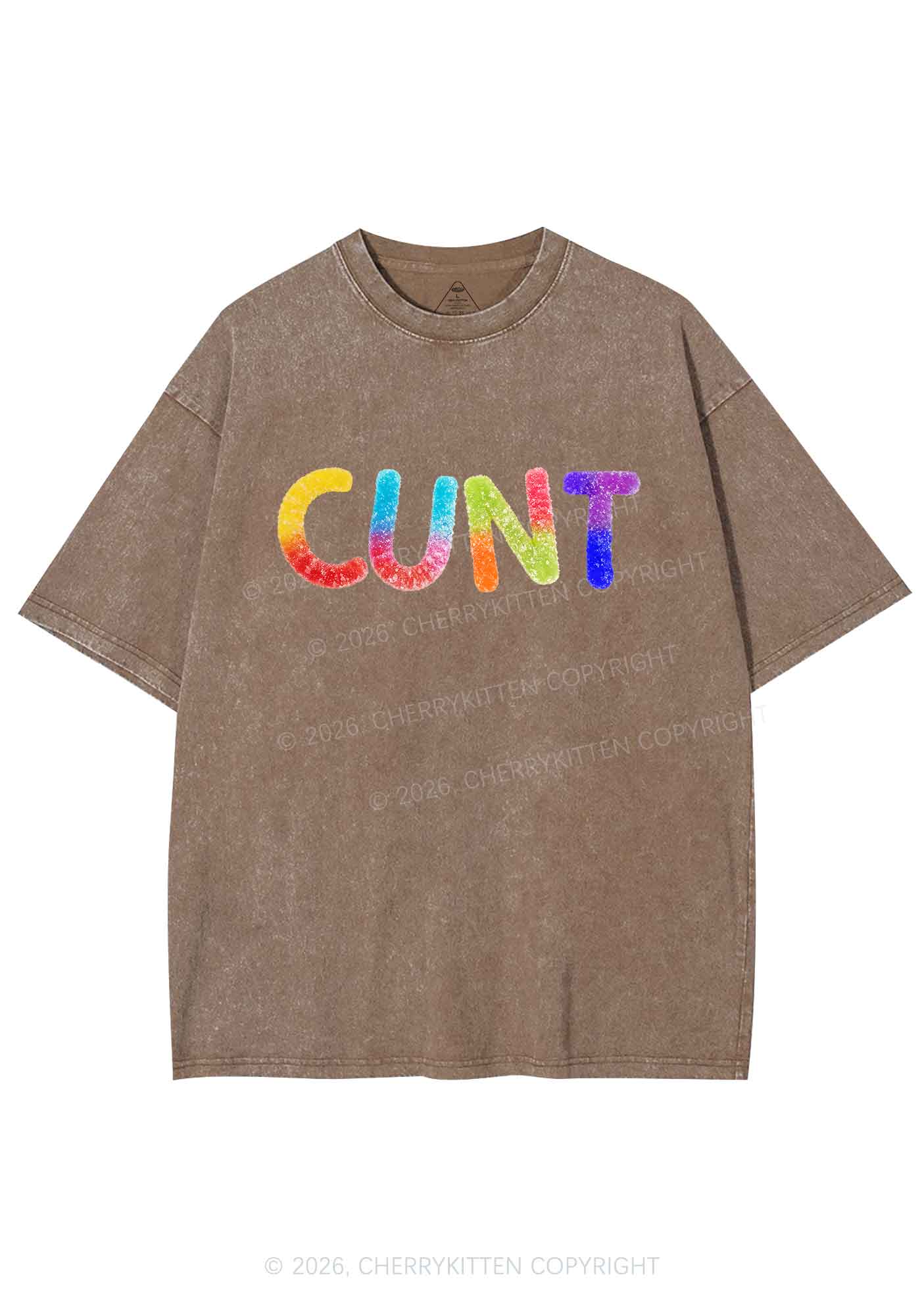 Rainbow Candy Cxxt Pride Y2K Shirts Washed Tee Cherrykitten