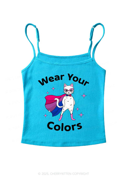Bisexual Flag Cat Pride Y2K Spaghetti Strap Cami Cherrykitten