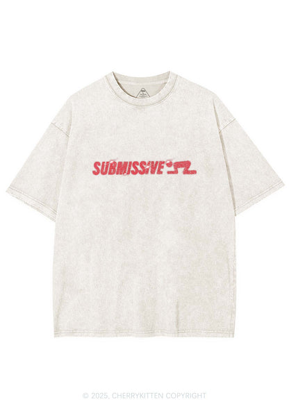 Rhinestone Submissive Man Y2K Shirts Washed Tee Cherrykitten