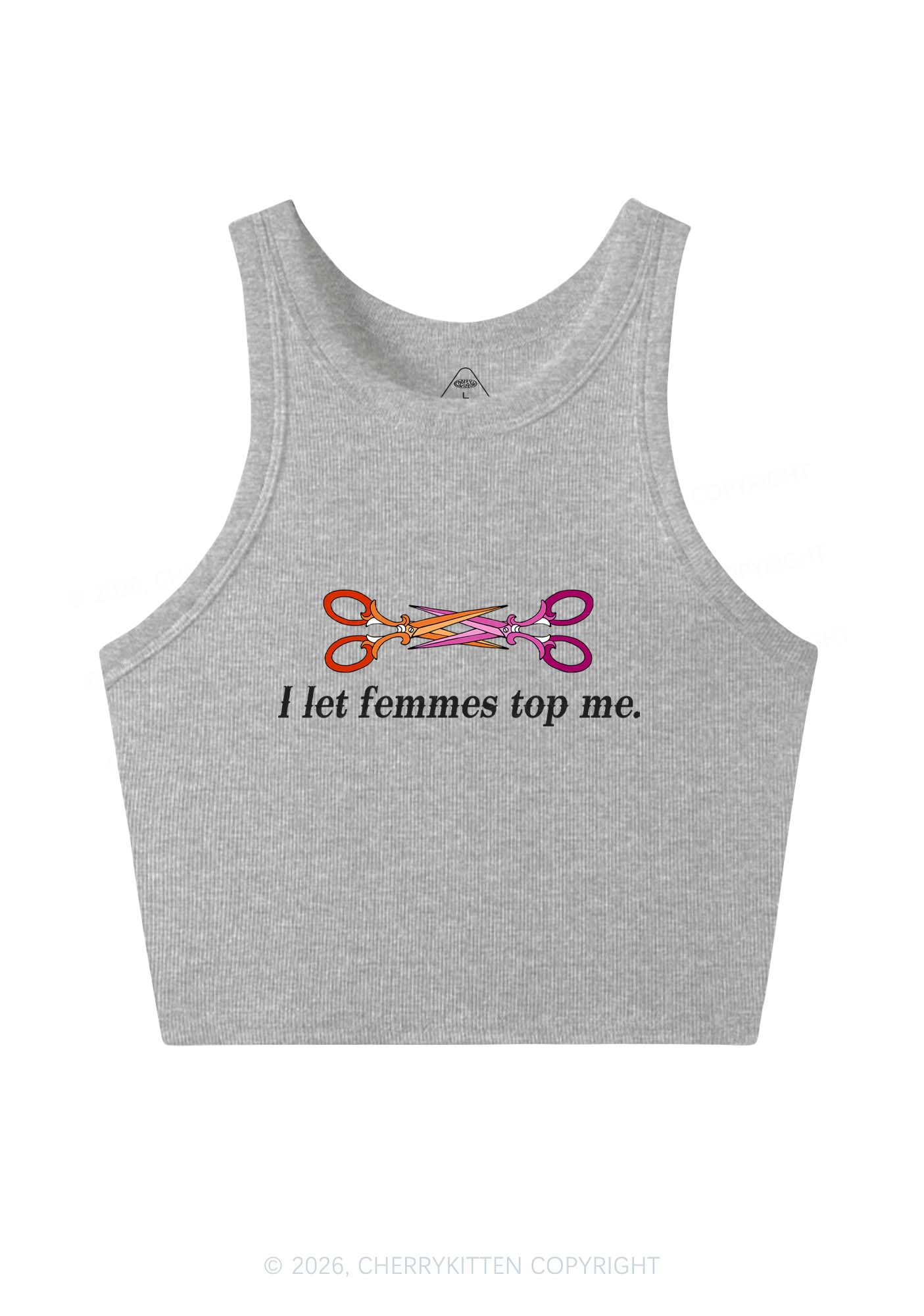 I Let Femmes Top Me Scissors Pride Y2K Crop Tank Top Cherrykitten