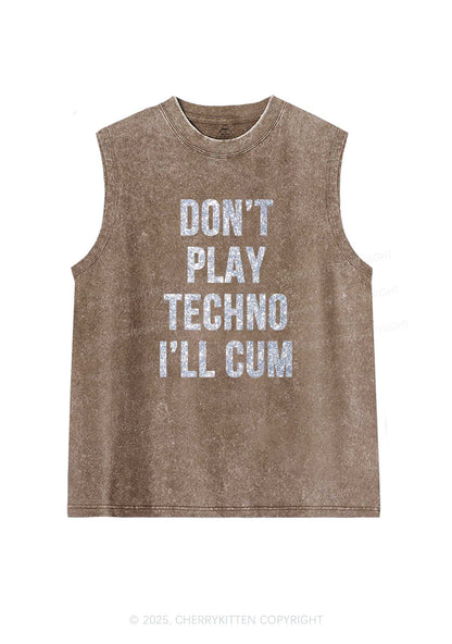 Glitter Dont Play Techno Y2K Washed Muscle Tank Cherrykitten