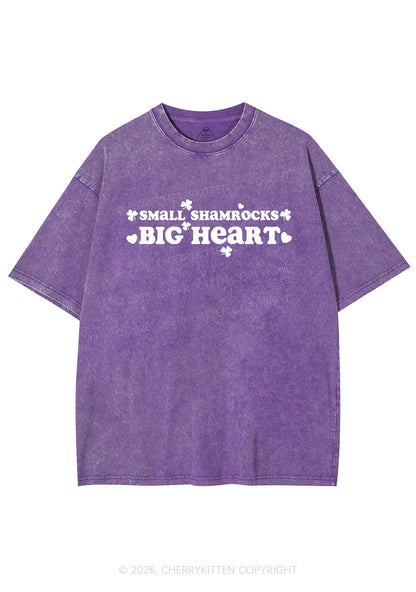 Small Shamrocks Big Heart St Patricks Y2K Shirts Washed Tee Cherrykitten