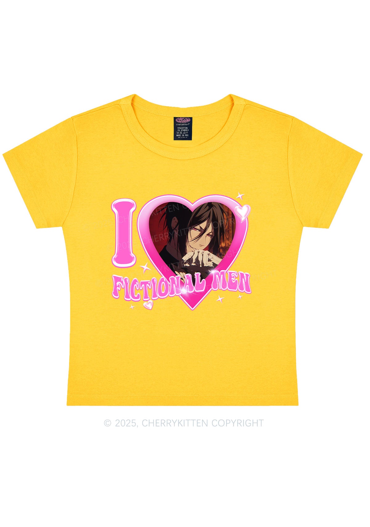 Custom I Love Fictional Men Y2K Baby Tee Cherrykitten