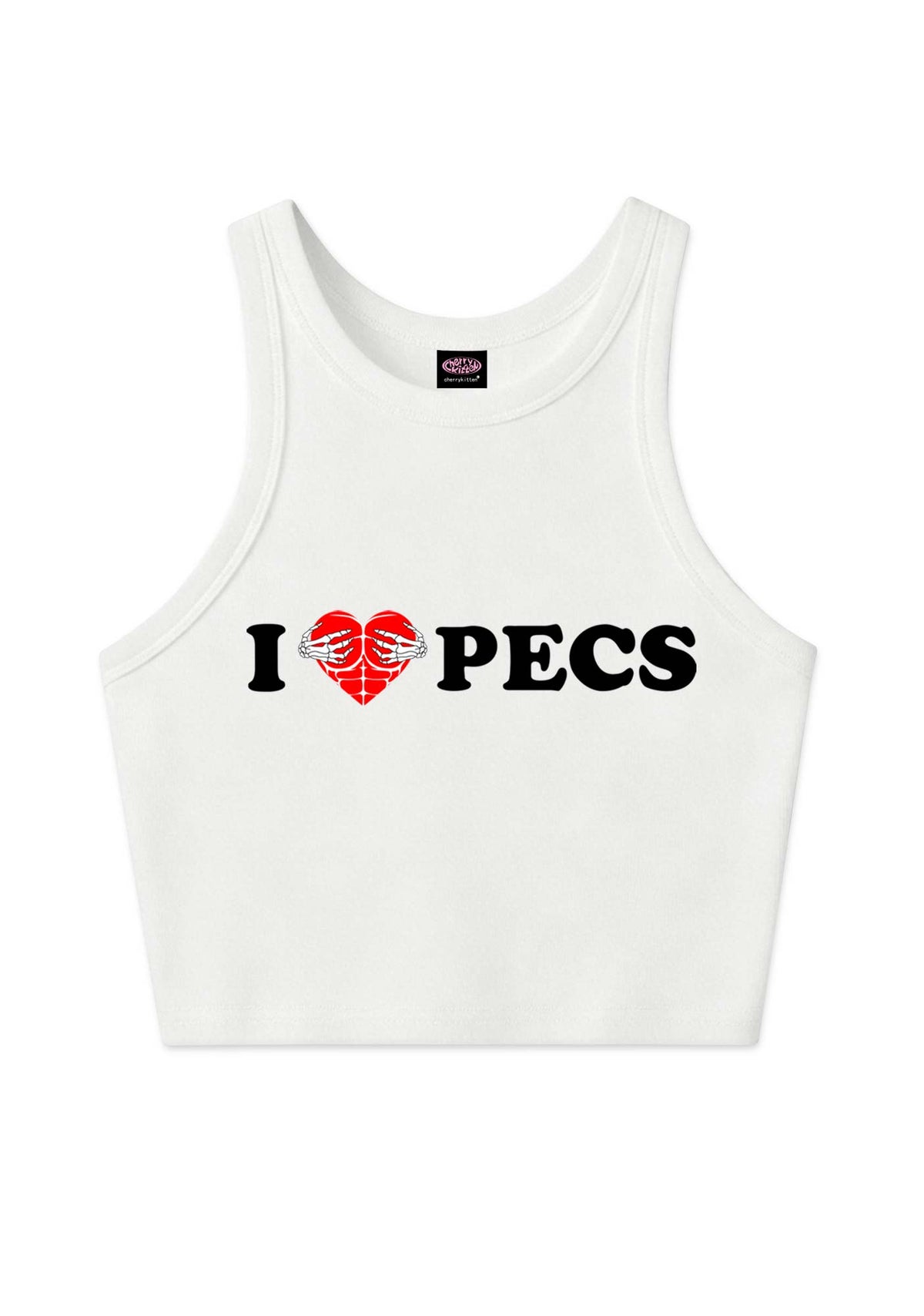 I Love Pecs Y2K Crop Tank Top Cherrykitten