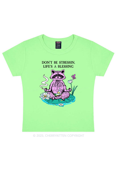 Dont Stress Raccoon Y2K Baby Tee Cherrykitten