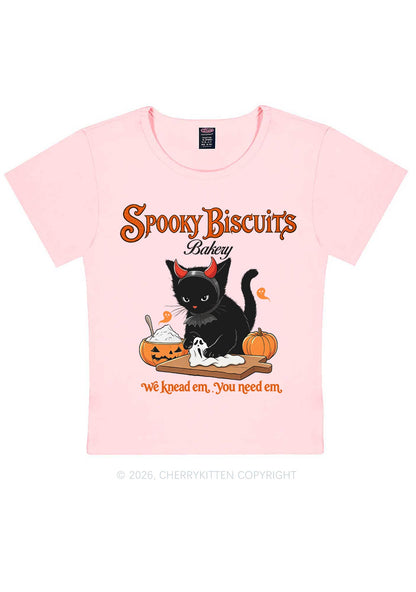 Halloween Black Cat Spooky Biscuits Y2K Baby Tee Cherrykitten