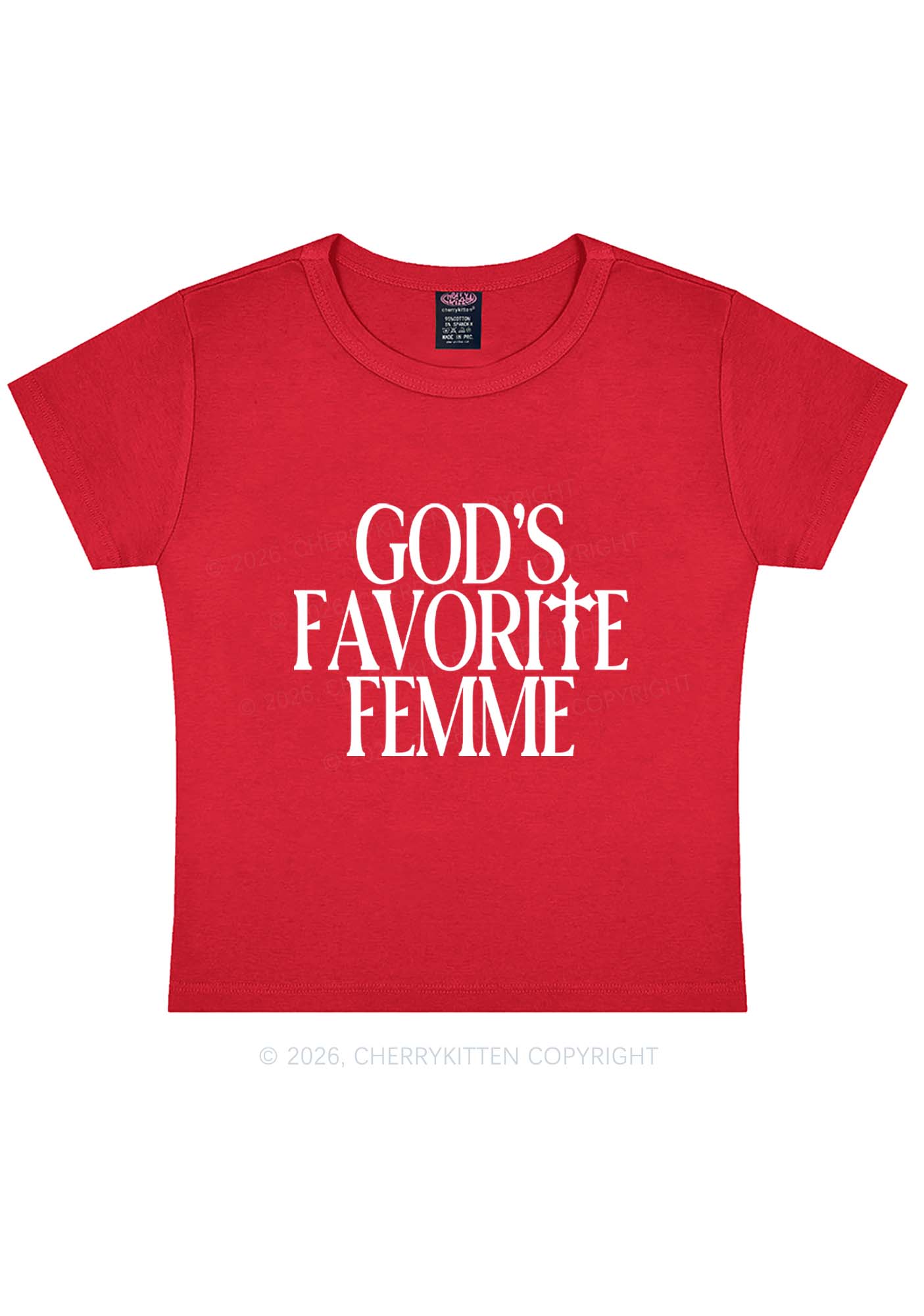 Gods Favorite Femme Pride Y2K Baby Tee Cherrykitten