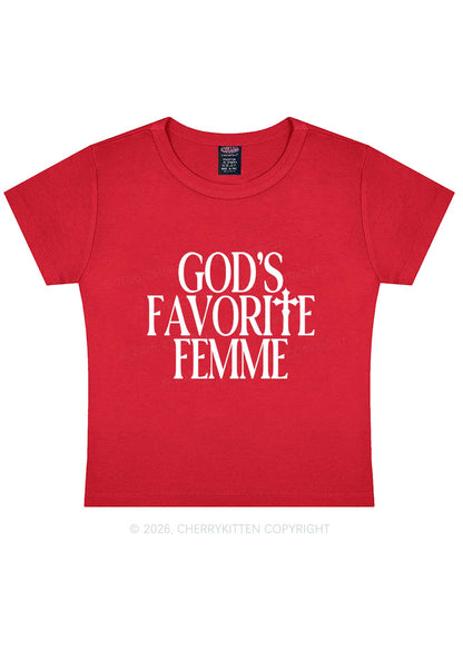 Gods Favorite Femme Pride Y2K Baby Tee Cherrykitten
