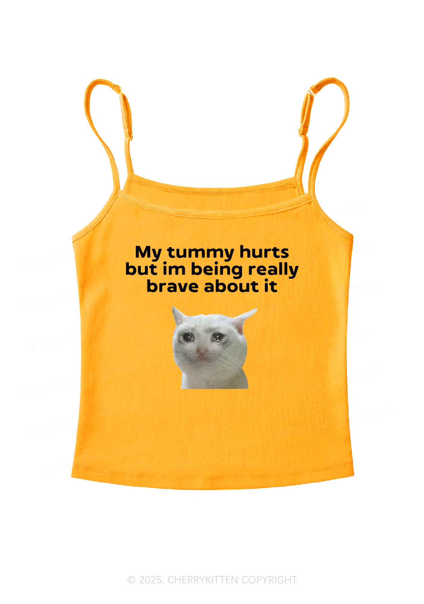 Cat Tummy Hurts Y2K Spaghetti Strap Cami Cherrykitten