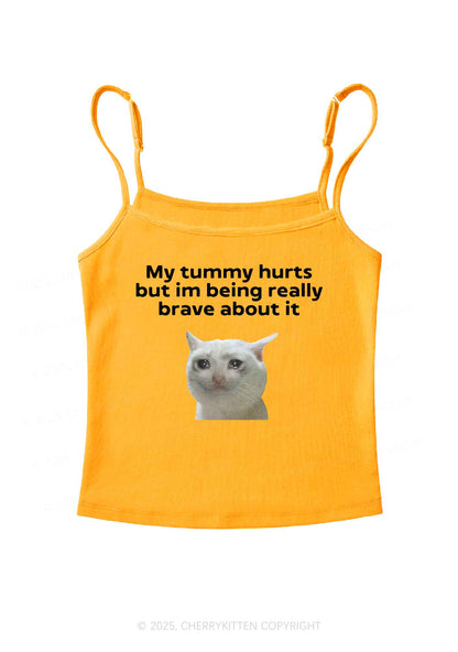 Cat Tummy Hurts Y2K Spaghetti Strap Cami Cherrykitten