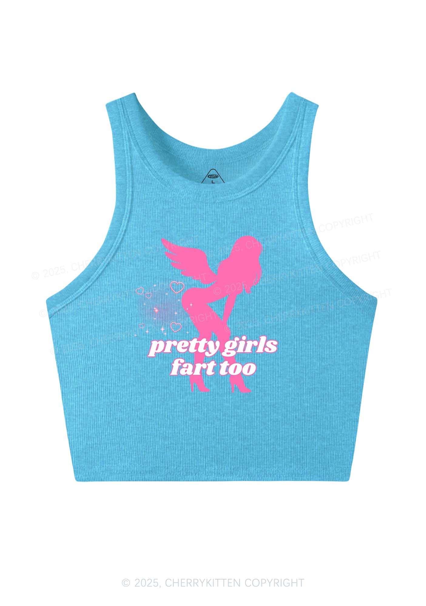 Pretty Girls Fart Too Y2K Crop Tank Top Cherrykitten