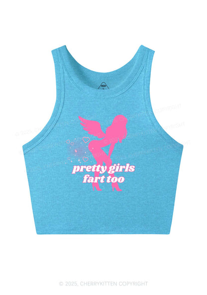 Pretty Girls Fart Too Y2K Crop Tank Top Cherrykitten
