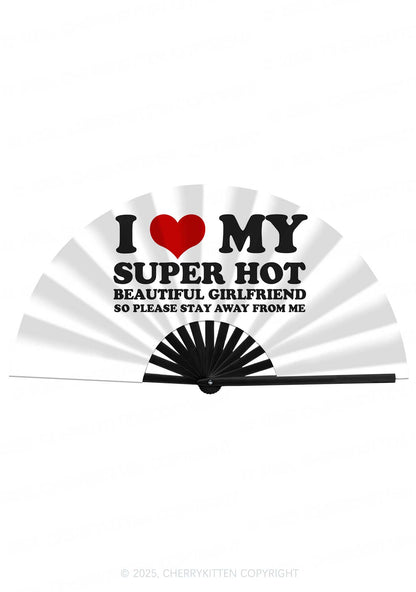 Love My Super Hot GF Valentine's Day Y2K Rave Hand Fan Cherrykitten