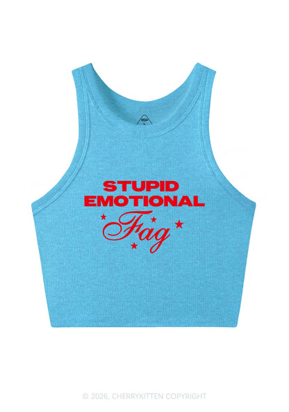 Stupid Emotional Fag Pride Y2K Crop Tank Top Cherrykitten