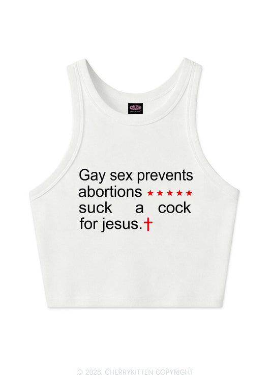 Suck A Cock For Jesus Pride Y2K Crop Tank Top Cherrykitten