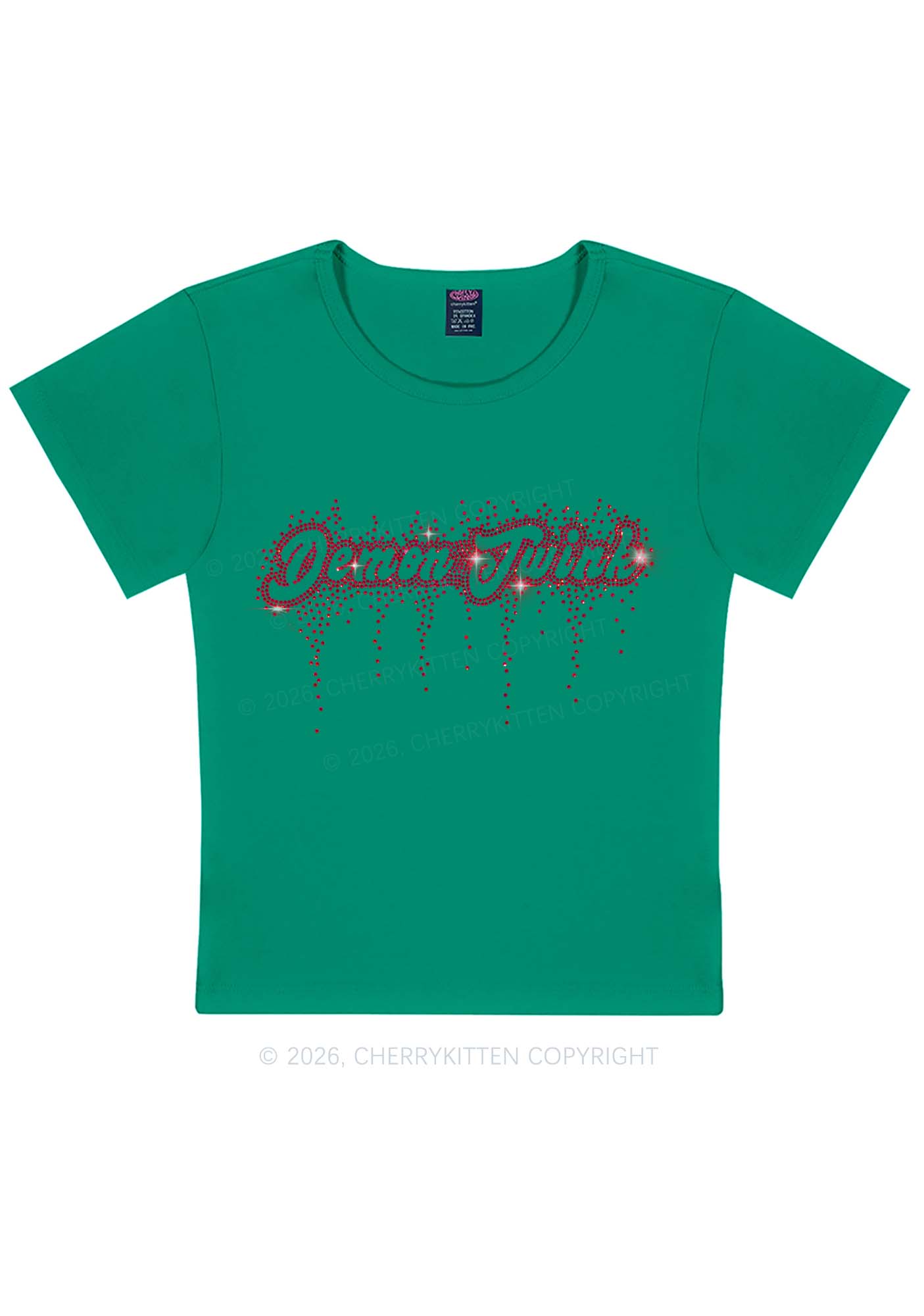 Rhinestone Demon Twink Pride Y2K Baby Tee Cherrykitten