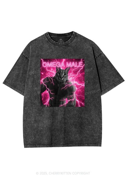 Omega Male Y2K Shirts Washed Tee Cherrykitten