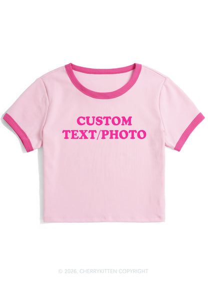 Custom Personalized Text Y2K Ringer Tee Cherrykitten