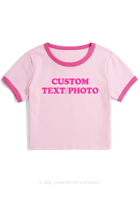 Custom Personalized Text Y2K Ringer Tee Cherrykitten