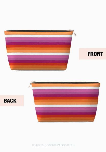 Lesbian Stripes Pride Y2K Makeup Bag Cherrykitten