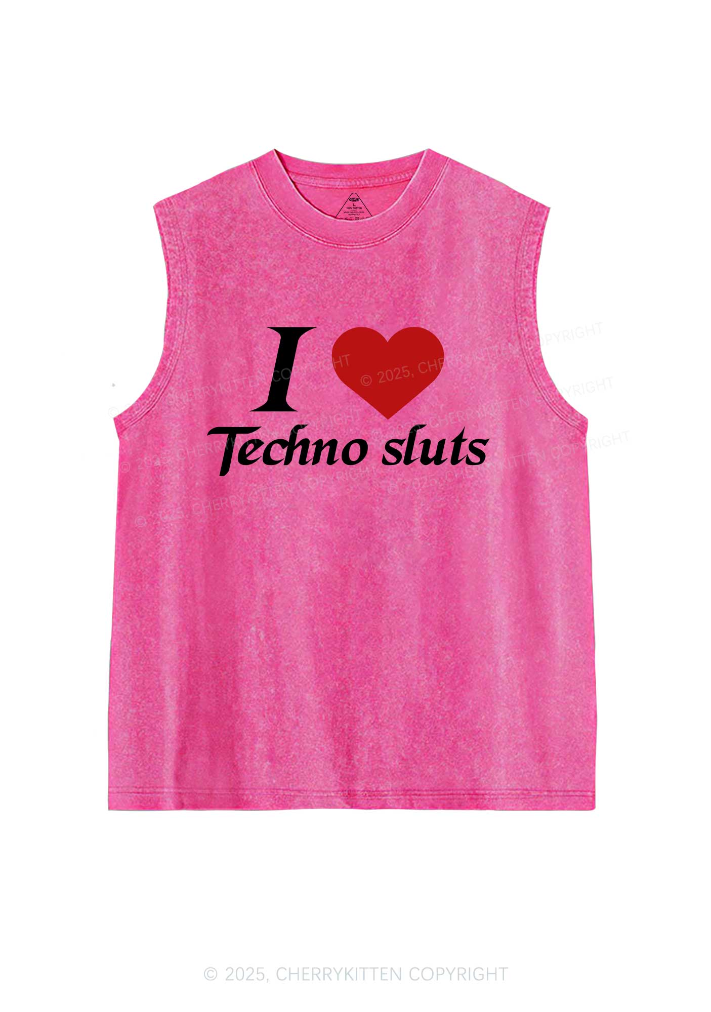 I Love Techno Slxts Y2K Washed Muscle Tank Cherrykitten