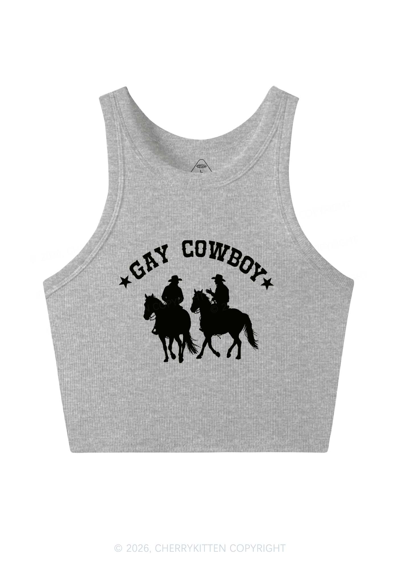Gay Cowboy Pride Y2K Crop Tank Top Cherrykitten