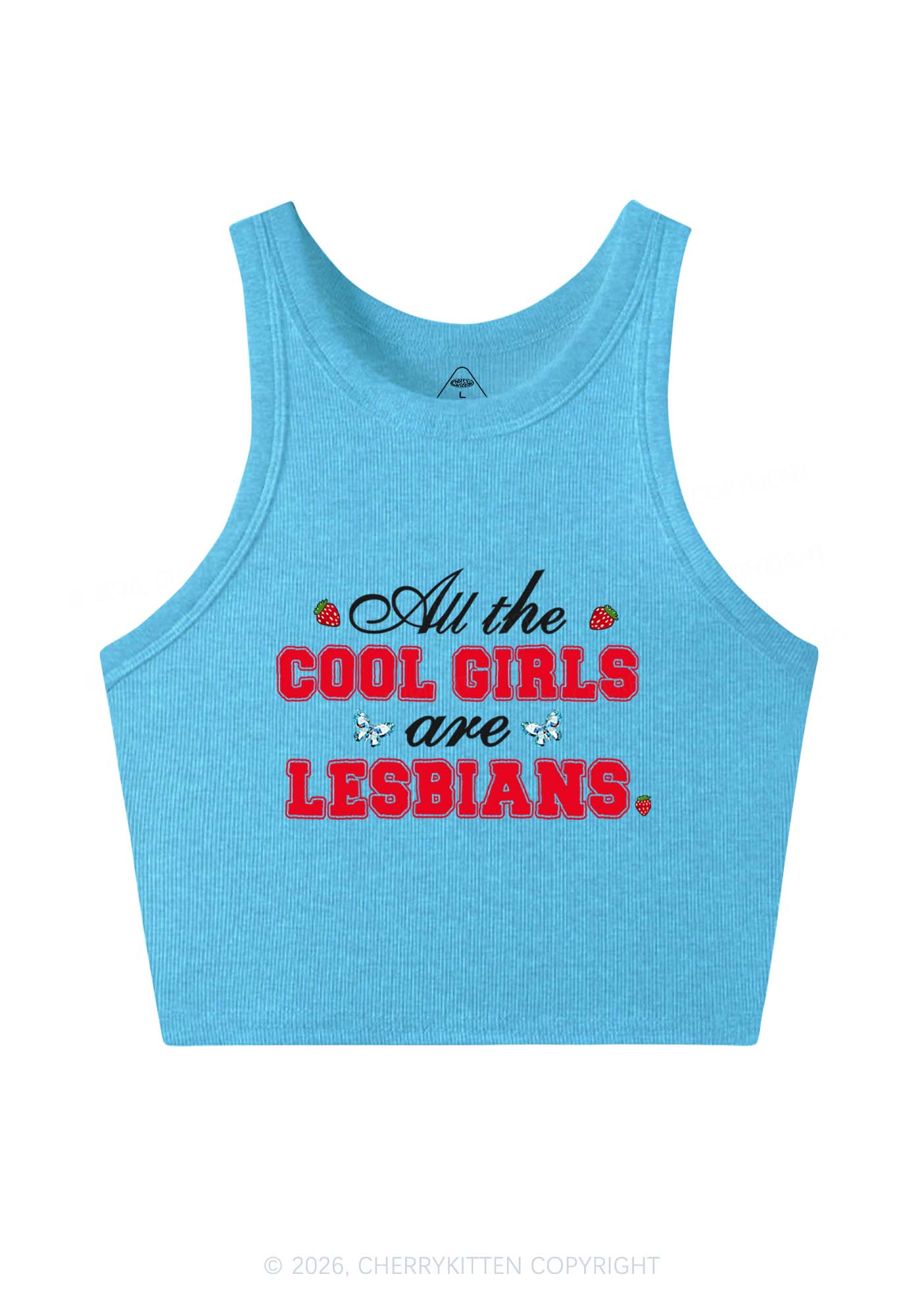 Cool Girls Are Lesbians Pride Y2K Crop Tank Top Cherrykitten