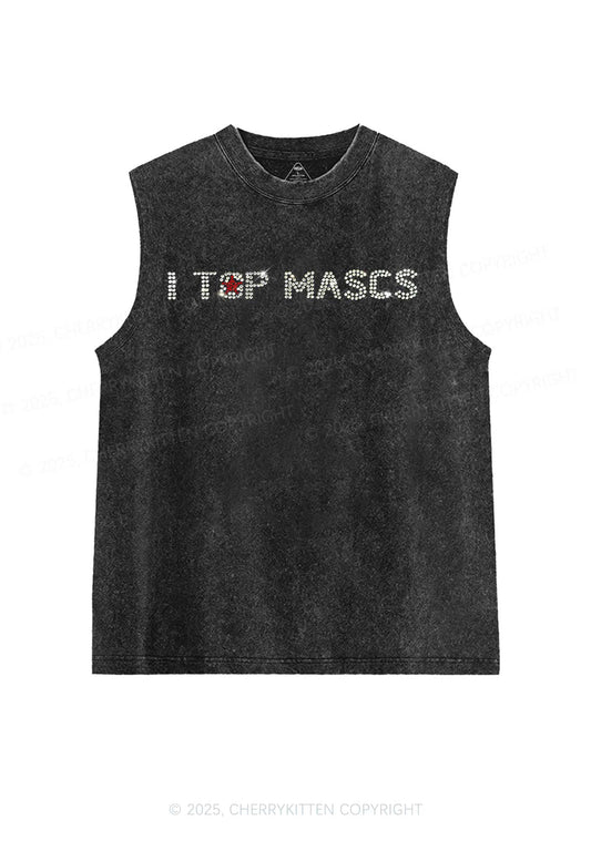 Rhinestone I Top Mascs Pride Y2K Washed Muscle Tank Cherrykitten