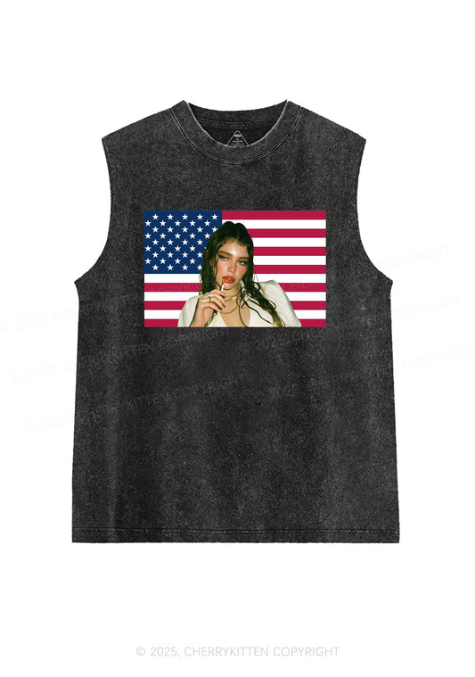 Custom Portrait Flag Y2K Washed Muscle Tank Cherrykitten