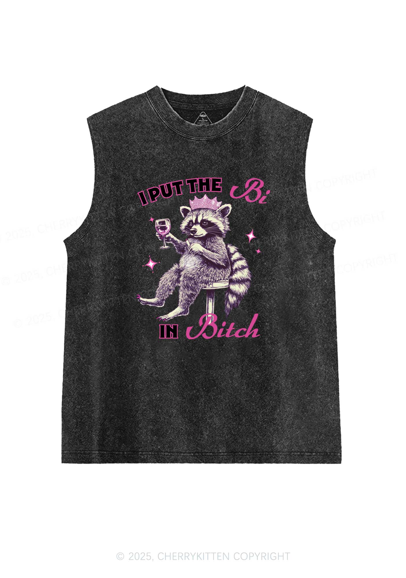 Bi Bxxch Raccoon Pride Y2K Washed Muscle Tank Cherrykitten