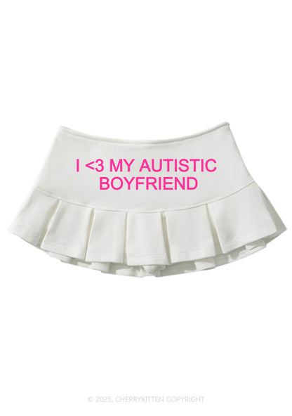 I Love My Autistic BF Valentine's Day Y2K Mini Pleated Skirts Cherrykitten