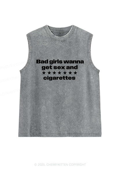 Wanna Sxx Cigarettes Y2K Washed Muscle Tank Cherrykitten
