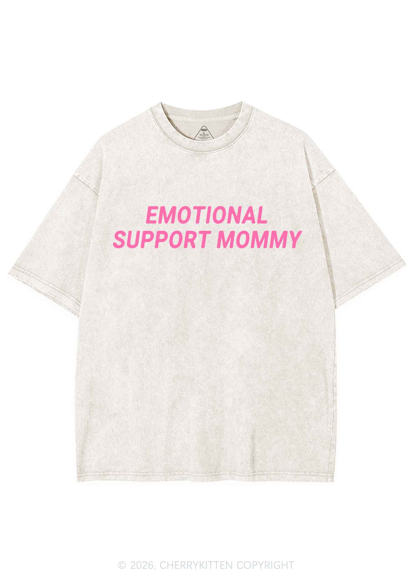 Emotional Support Mommy Y2K Shirts Washed Tee Cherrykitten