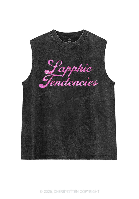 Glitter Sapphic Tendencies Pride Y2K Washed Muscle Tank Cherrykitten