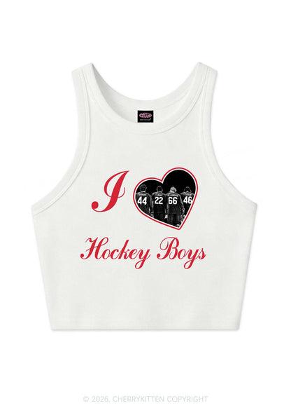 I Love Four Hockey Boys Y2K Crop Tank Top Cherrykitten