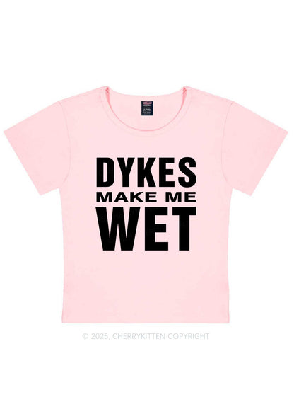 Dykes Make Me Wet Pride Y2K Baby Tee Cherrykitten