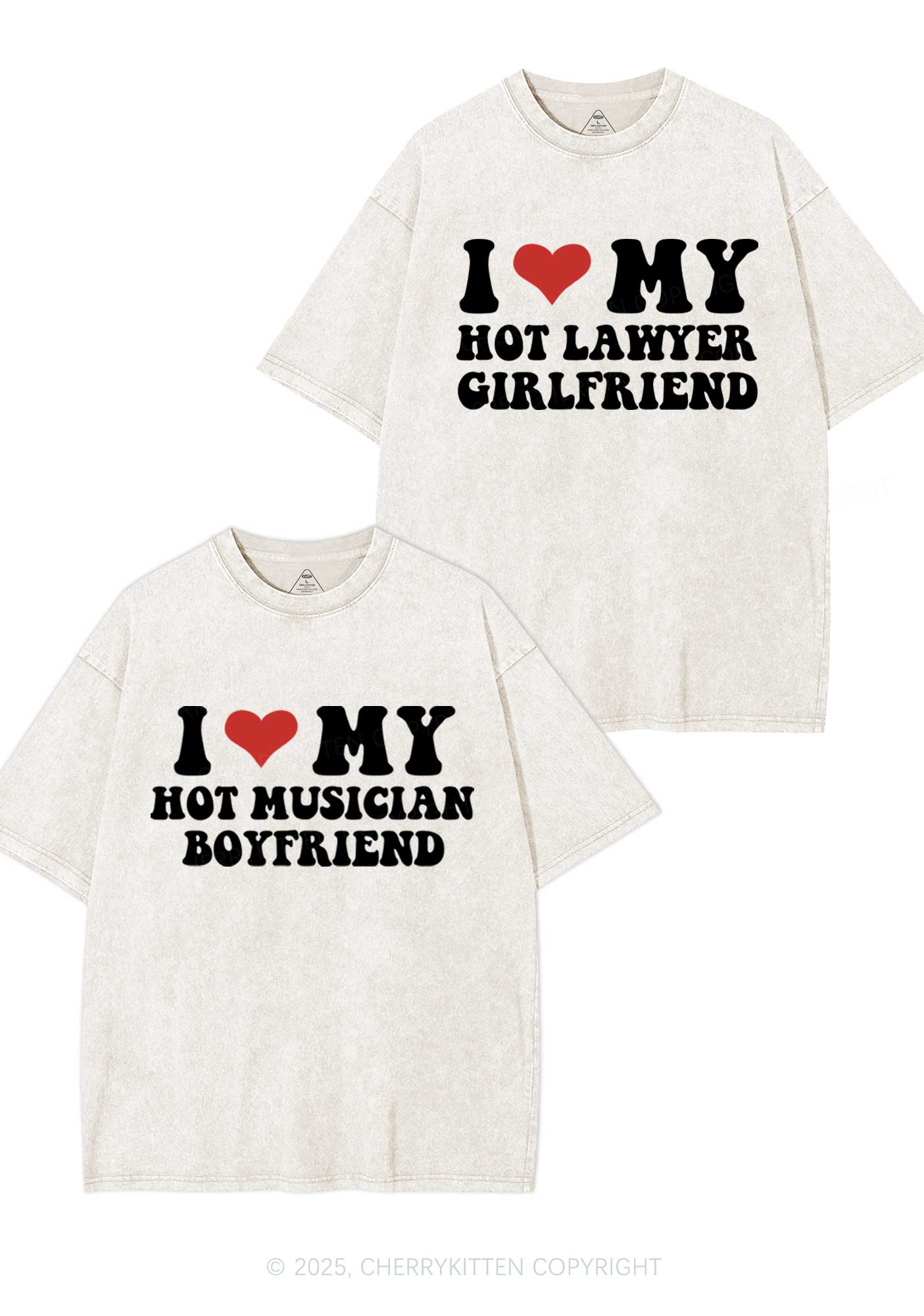 Custom My Hot Lawyer GF Y2K Valentine's Day Washed Tee Cherrykitten