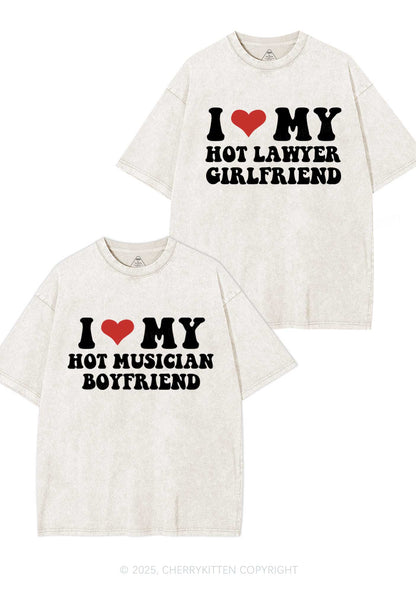 Custom My Hot Lawyer GF Y2K Valentine's Day Washed Tee Cherrykitten